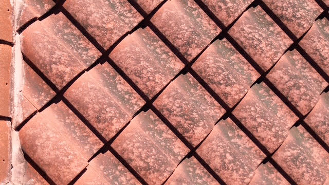 Residential roof tiles inspected for hail damage